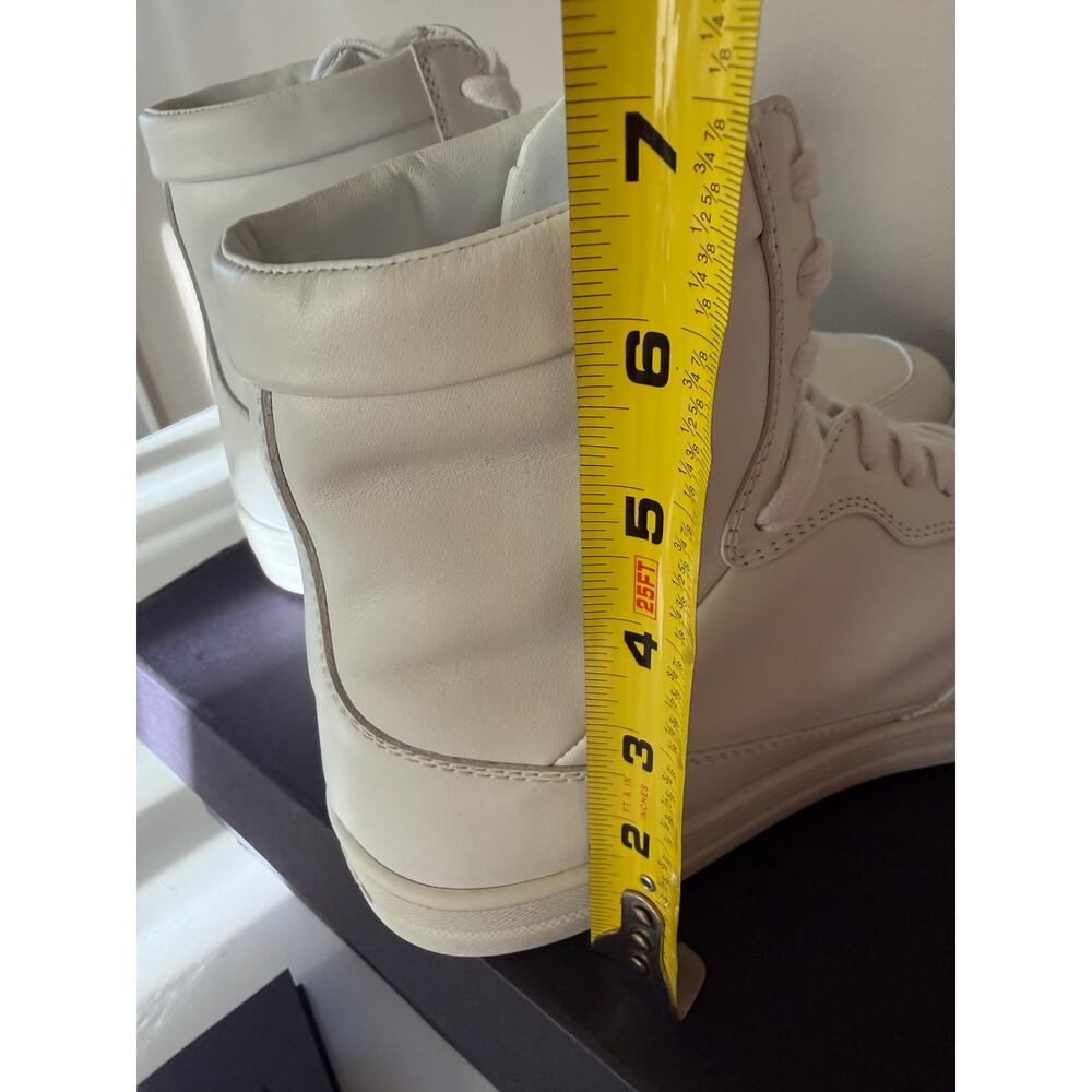 Prada White Sneakers Vitello High Top Leather Trainers Size 41 100% Authentic - Picture 7 of 12